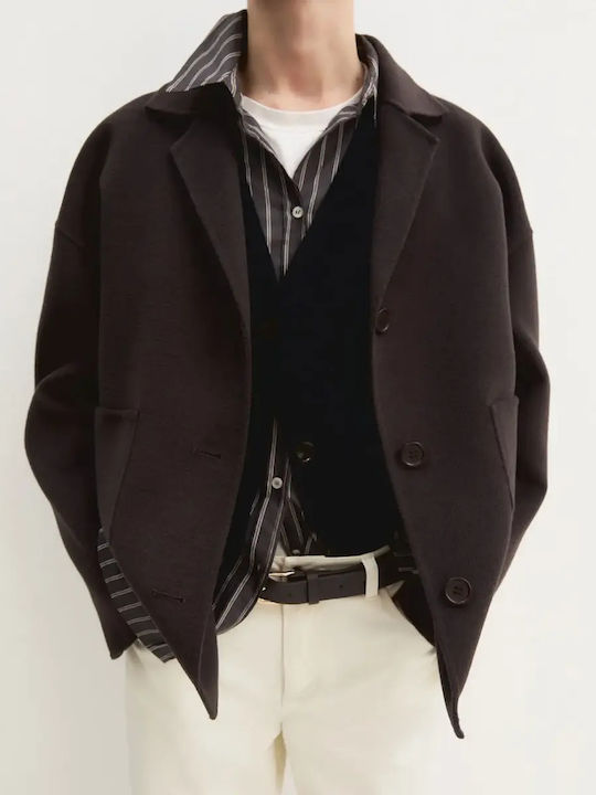 Women's Double Sided Winter Jacket Dark Brown