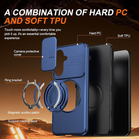 Sliding Cover Hard Case Ring Blue Samsung Galaxy A27 5G
