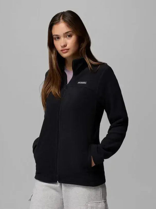 Full Fleece Γυναικεία Ζακέτα με Φερμουάρ Black