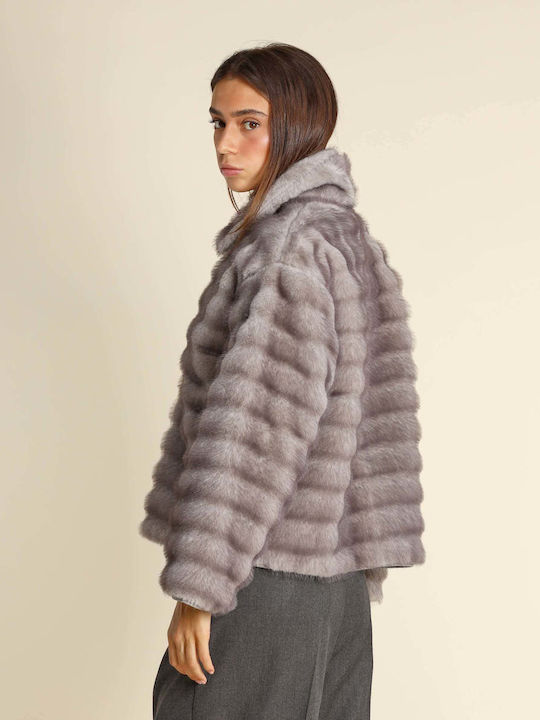 Къса дамска кожа Grey
