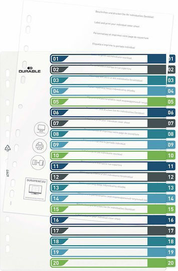 Durable Пластмасови Джобове за Папки за Документи A4 20 Бройки