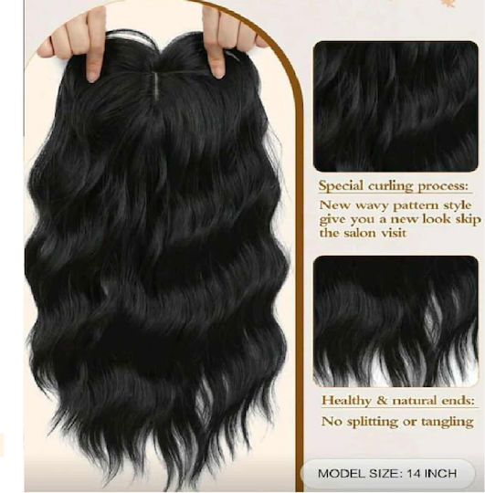 Haarverlängerung mit Clip mit Menschliche Haare in Schwarz Farbe 38.1cm Topper Toupé