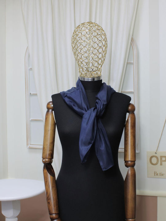 ButicCochet Damen Seiden Schal Navy Blau