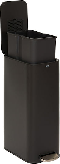 5Five Waste Bin Metallic with Pedal 30lt Black