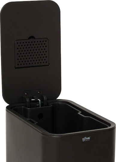 5Five Waste Bin Metallic with Pedal 30lt Black