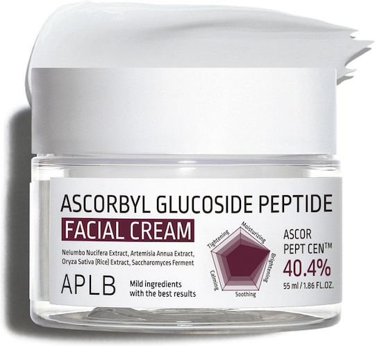 APLB Ascorbyl Glucoside Peptide Face Cream for Moisturizing and Brightening with Hyaluronic Acid and Vitamin C 55ml