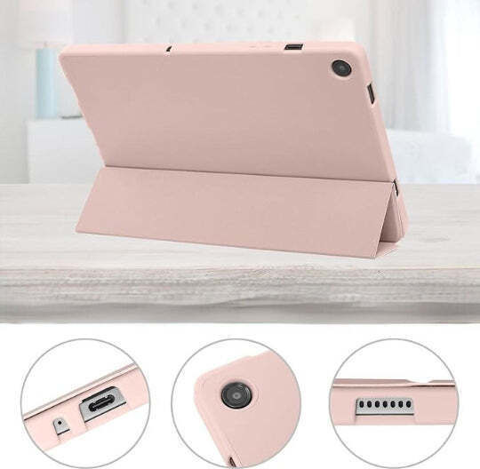 Smart Tri-fold Flip Case Pencil Holder Samsung Galaxy Tab A9 8.7" Rose Gold