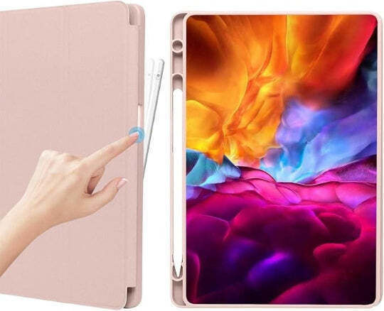 Smart Tri-fold Flip Case Pencil Holder Samsung Galaxy Tab A9 8.7" Rose Gold