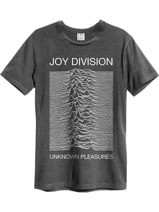 Amplified Joy Division Unknown Pleasures T-shirt Γκρι Βαμβακερό Ανθρακί