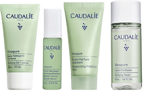 Caudalie Vinopure Blemish Control Salicylic Starter Kit Travel Set for Moisturizing 4 Pieces