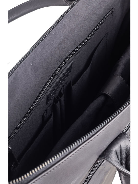 Leder Damen Schultertasche Schwarz