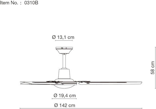 Globo Lighting Ανεμιστήρας Οροφής με Φως Μαύρος
