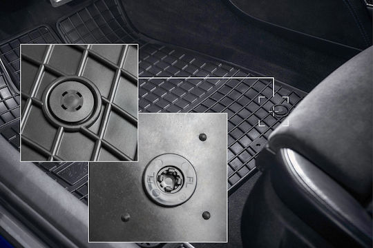 Rubber Car Mats Fiat 500 Hatchback Excluding Hybrid 2007-2024 Black Fitted