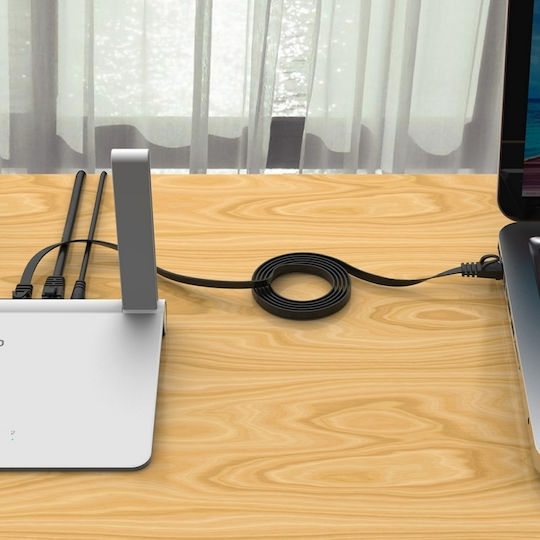 Orico Flat U/UTP Cat.7 (10Gbps) Καλώδιο Δικτύου Ethernet 10m Μαύρο