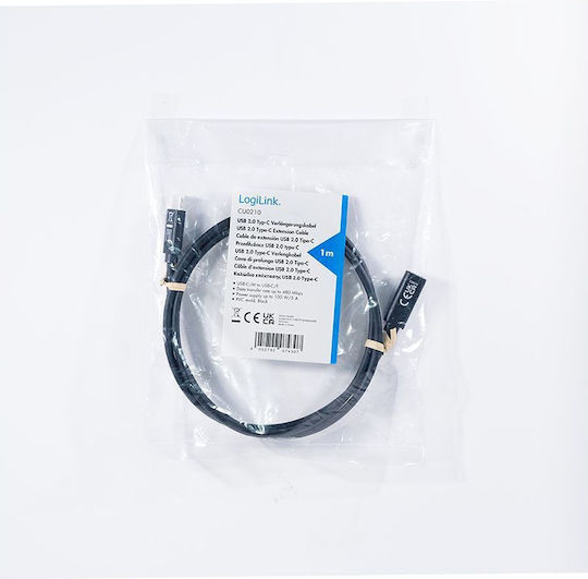 Logilink Power Data Cable Smartphone Usb 2.0 Usb Type-c F To Usb Type-c M 1m Pd 100w 2x Shielded Plastic Black "cu0210" Green Stamp 0.08 Lei