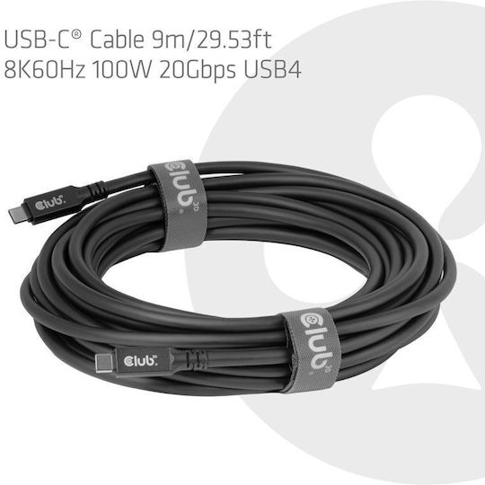 Club3D USB 3.2 Cable USB-C Male - USB-C 100W Black 3m CAC-2509