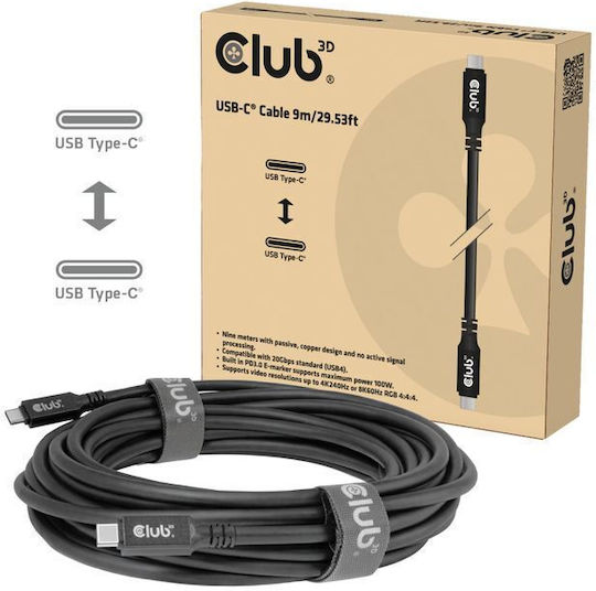 Club3D USB 3.2 Cable USB-C Male - USB-C 100W Black 3m CAC-2509