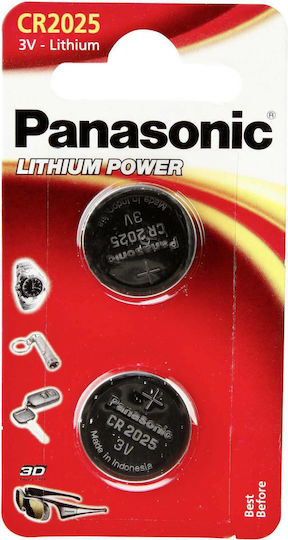 Panasonic Lithium Power Μπαταρίες Ρολογιών CR2025 3V 2τμχ