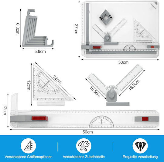 Set 2 Instrumente Geometrice Din Plastic Transparente
