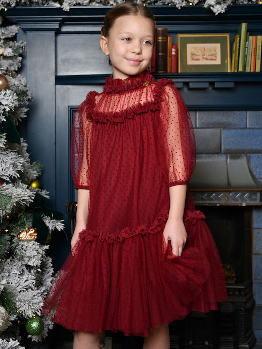 Girls Tulle Dress Burgundy