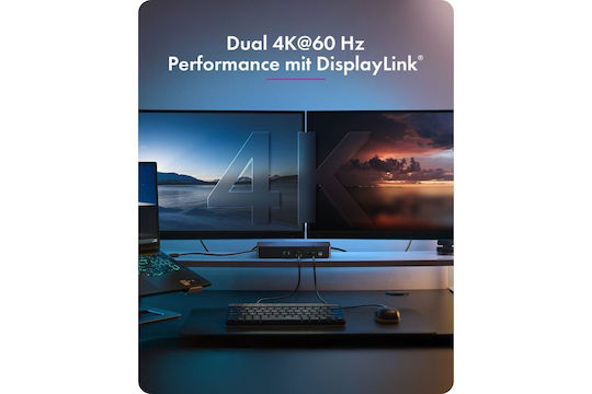 Icy Box IB-DK2255AC USB-C Docking Station με HDMI/DisplayPort 4K PD Ethernet Μαύρο