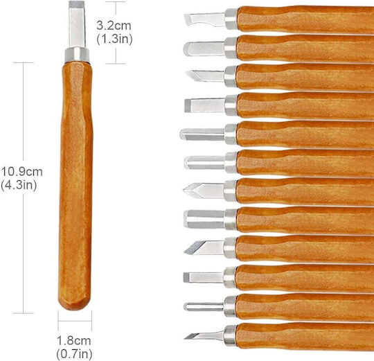 Set 12 Dălți pentru sculptură în lemn Piatră de ascuțit Husă de depozitare Unelte de tâmplărie pentru gravură