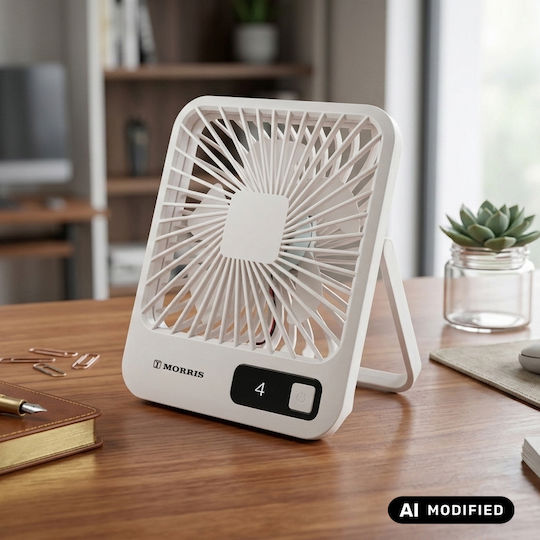 Morris Вентилатор USB Сгъваем 5W Бял MDF-15239