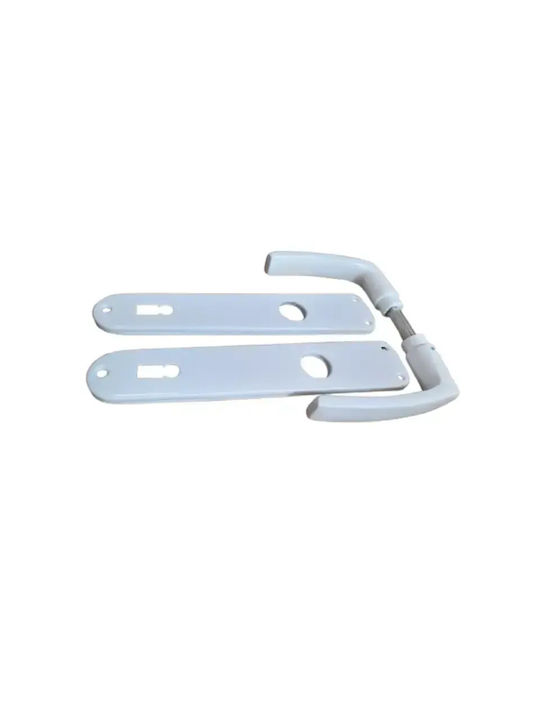 Middle Door Lever Plate Handles Pair White