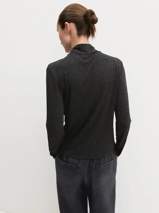 Damen Langärmeliges Rollkragenpullover Dunkelgrau