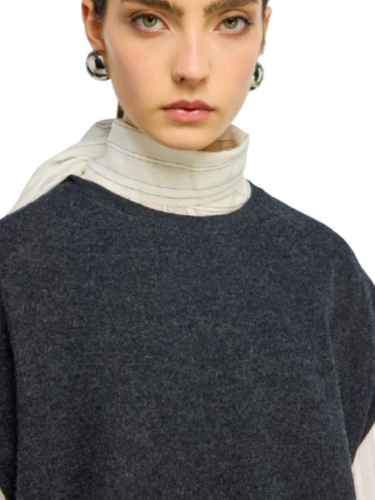 Damen Pullover Wolle Grau