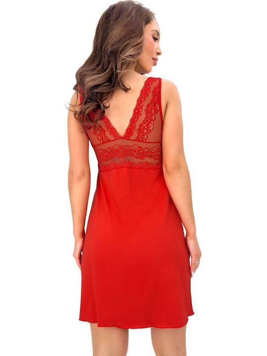 Donna Sommerliches Damen-Nachthemd Rot