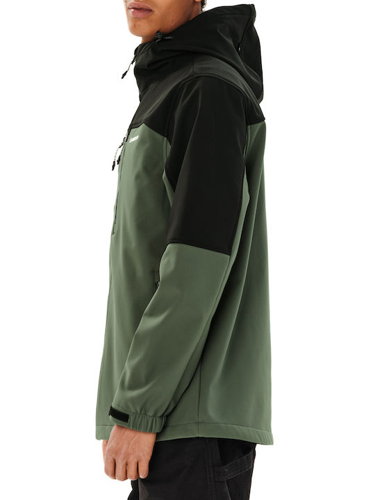 Bonded Leather Jacket Waterproof Khaki 262.EM11.06 Army Green Black