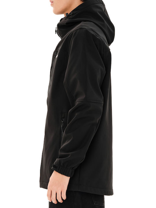 Bonded Leder Jacke Wasserdicht Schwarz