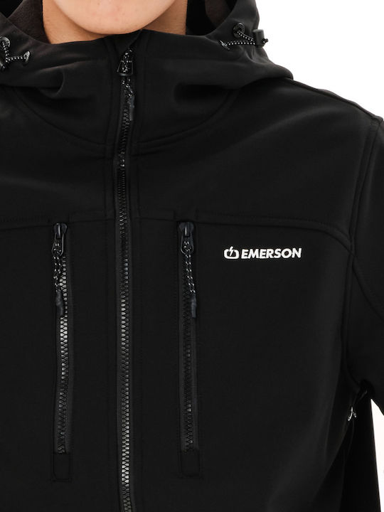 Bonded Leder Jacke Wasserdicht Schwarz