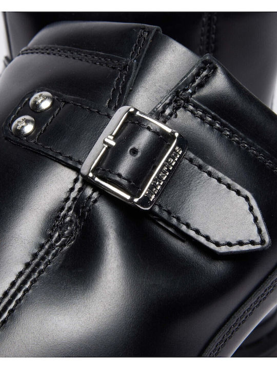 Leder Damen Stiefeletten Schwarz