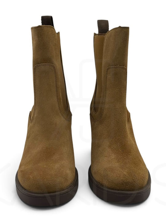 Wildleder Damen Stiefeletten Tabac Braun