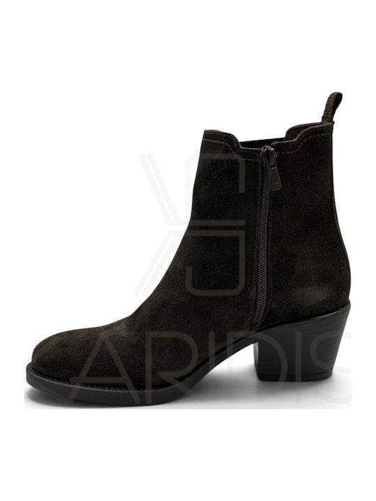 Wildleder Damen Cowboy Stiefeletten Braun