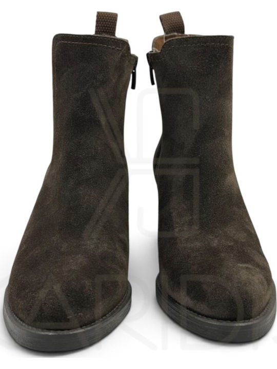 Wildleder Damen Cowboy Stiefeletten Braun