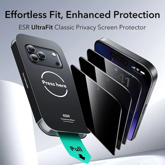 Esr Ultrafit Classic Προστατευτικό Οθόνης Σκληρυμένο Γυαλί Privacy 3 Τεμάχια Iphone 18 Pro Μαύρο