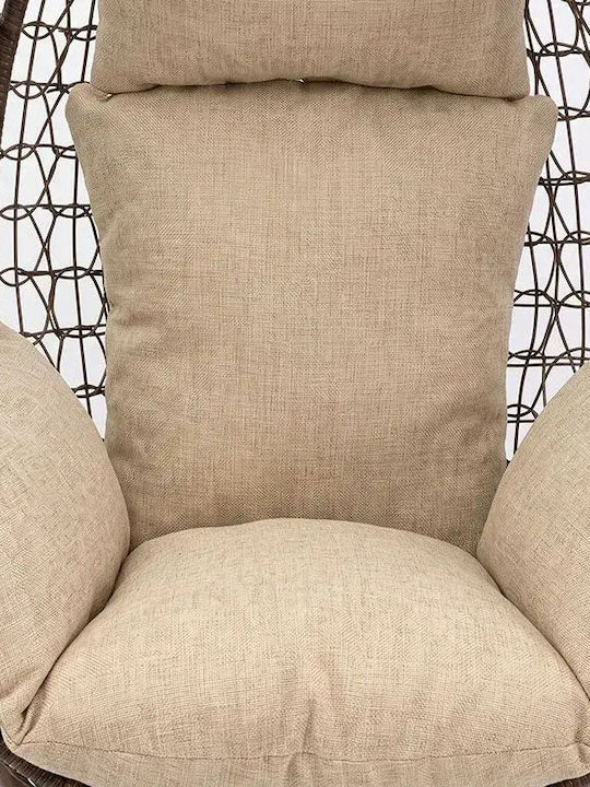 Zafer Leagăn Suspendat Cuib cu Pernă Rattan Maro 106x103x200cm