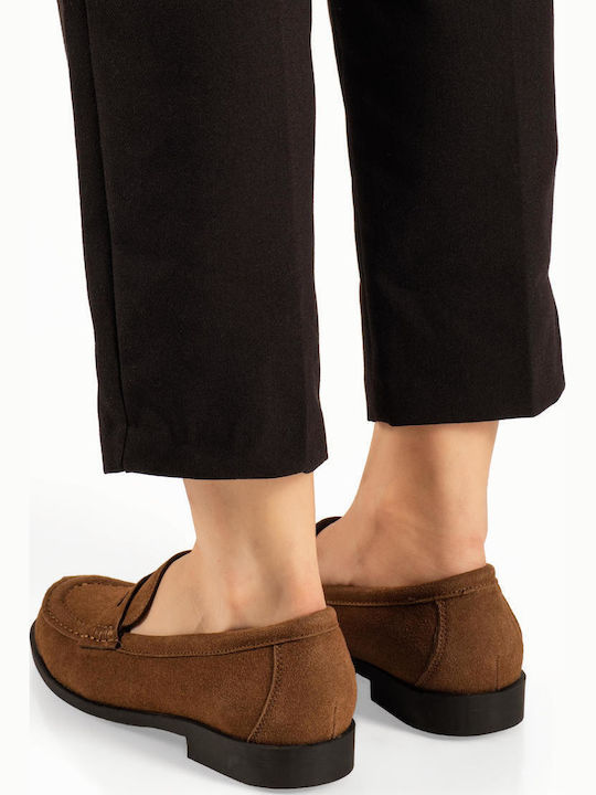 Suede Damen Mokassins in Braune Farbe