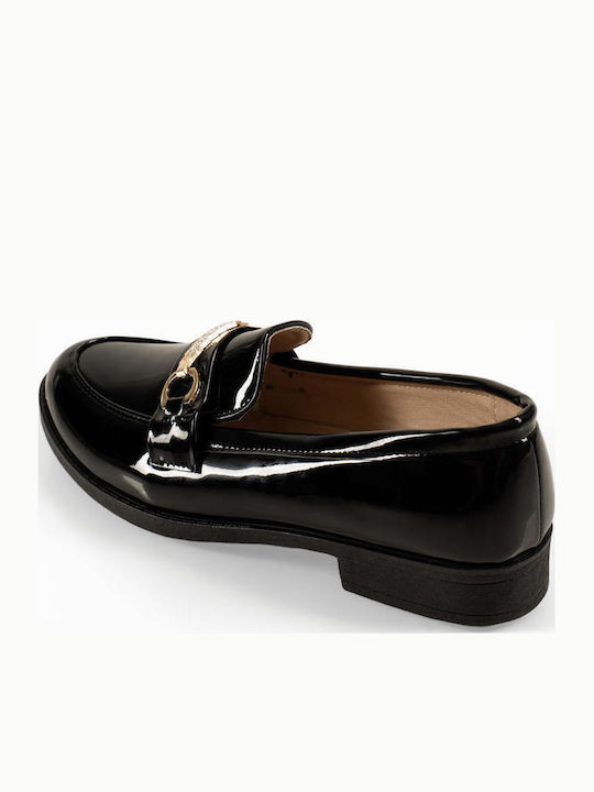 Patent Leather Women's Loafers In Black Color