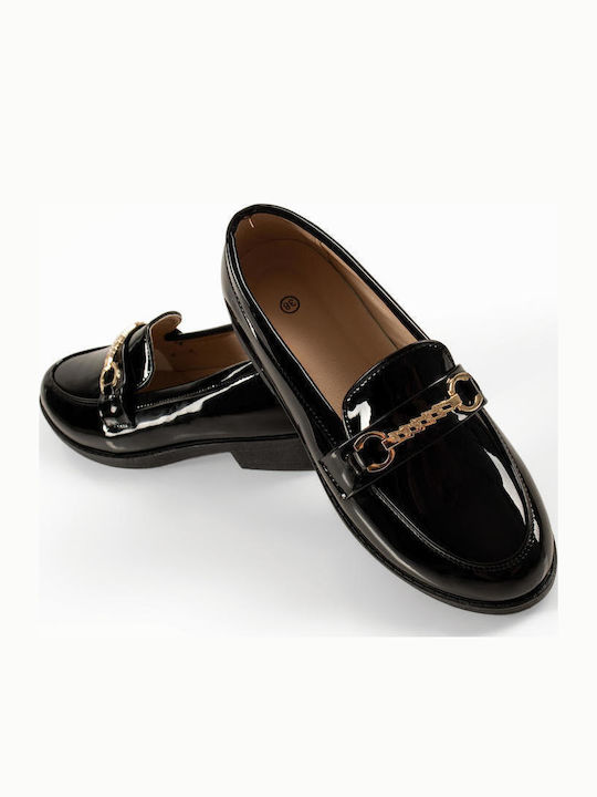 Patent Leather Women's Loafers In Black Color