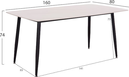 Τραπεζαρία Raven με 4 Καρέκλες 160x80εκ.