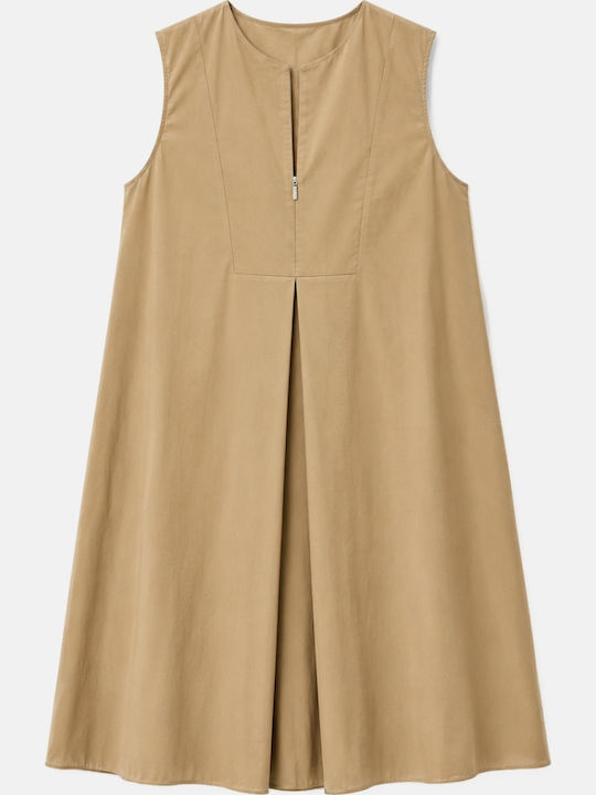 Teem Sommer Mini Hemdkleid Beige