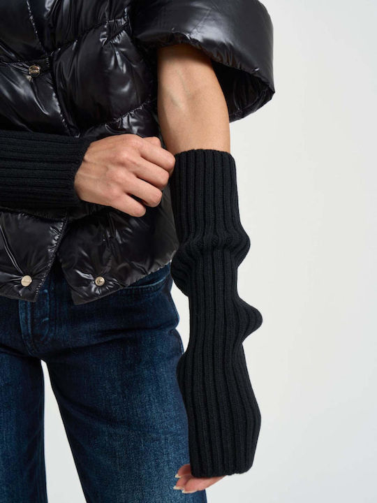 Woven Γυναικείο Puffer Μπουφάν για Χειμώνα Μαύρο