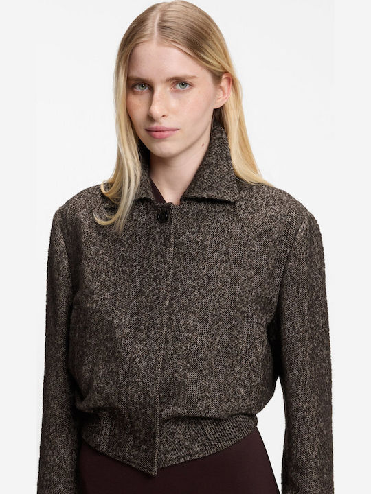 Short Women's Jacket for Spring - Autumn Brown