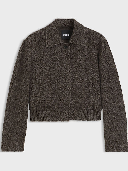 Short Women's Jacket for Spring - Autumn Brown