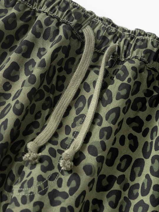 Men's Trousers Relaxed Fit Green Leopard