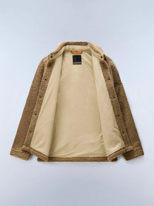 Long Sleeve Overshirt in Wide Fit Brown